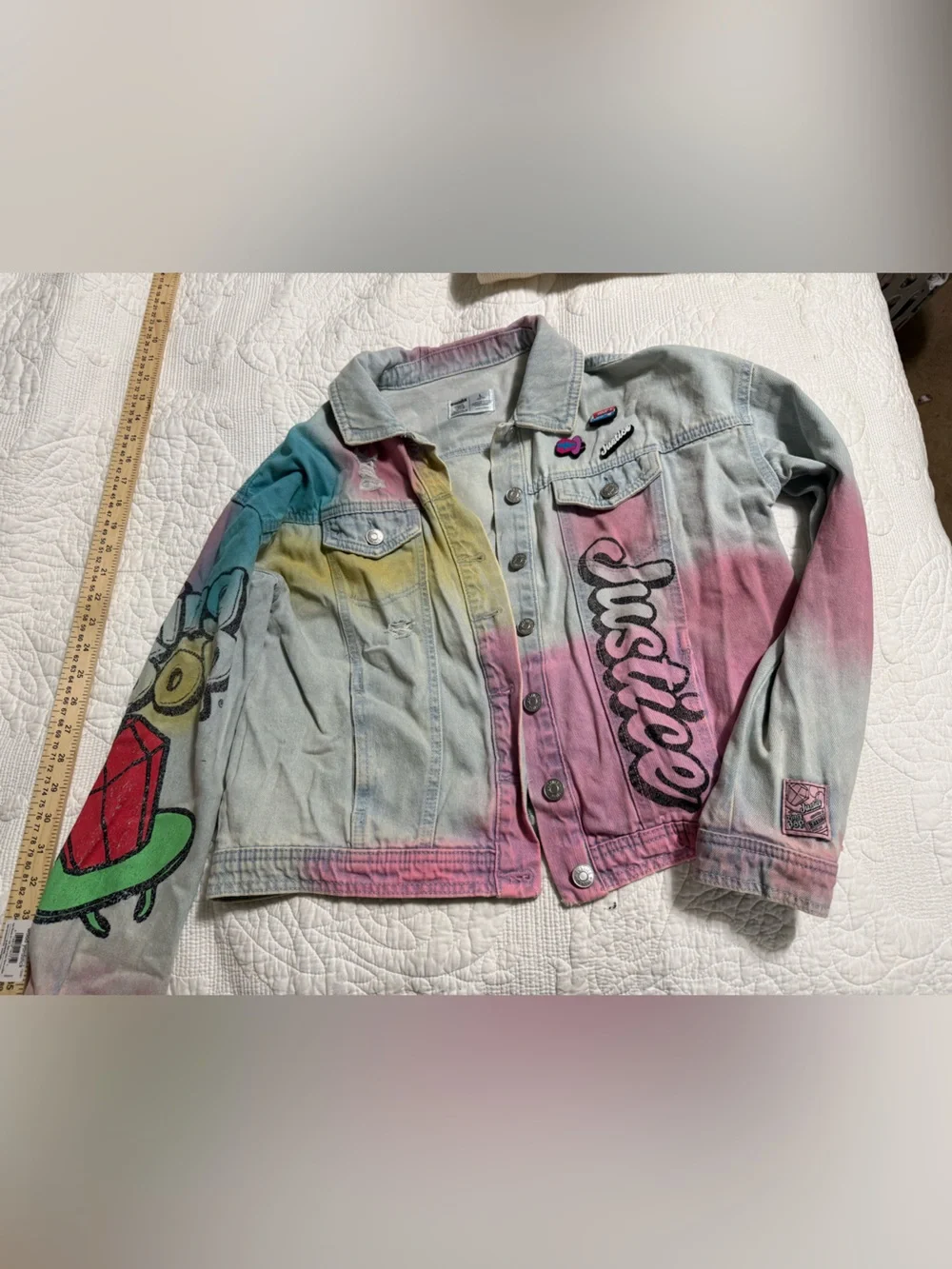 Justice x Ring Pop x Bazooka Colorful Denim Jacket